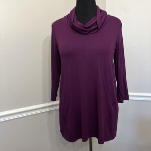 J. Jill Wearever Collection Top Women's Purple Size S Long Sleeve‎ Cowl Neck